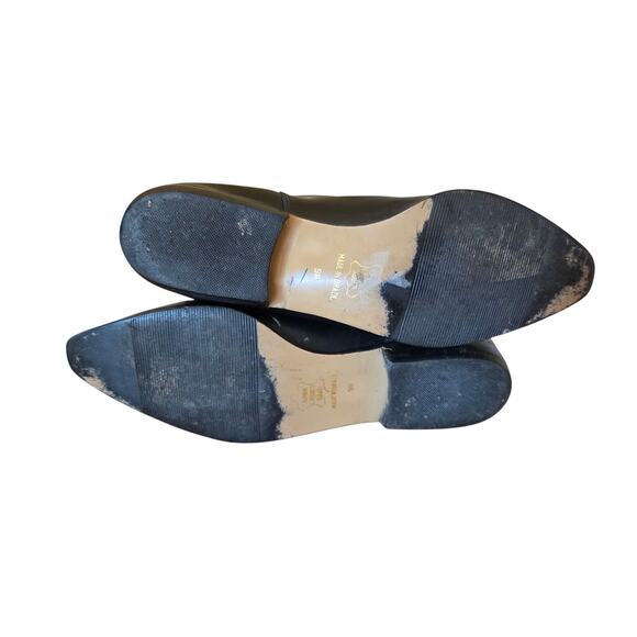 Vintage Brazilian leather tall boots pull on 1980s braided belt pointed toe 9 - Picture 8 of 8